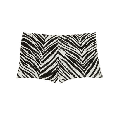 piain zebra print short shorts - black;