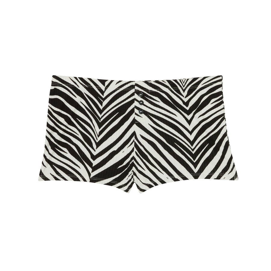 piain zebra print short shorts - black - black - Undiz
