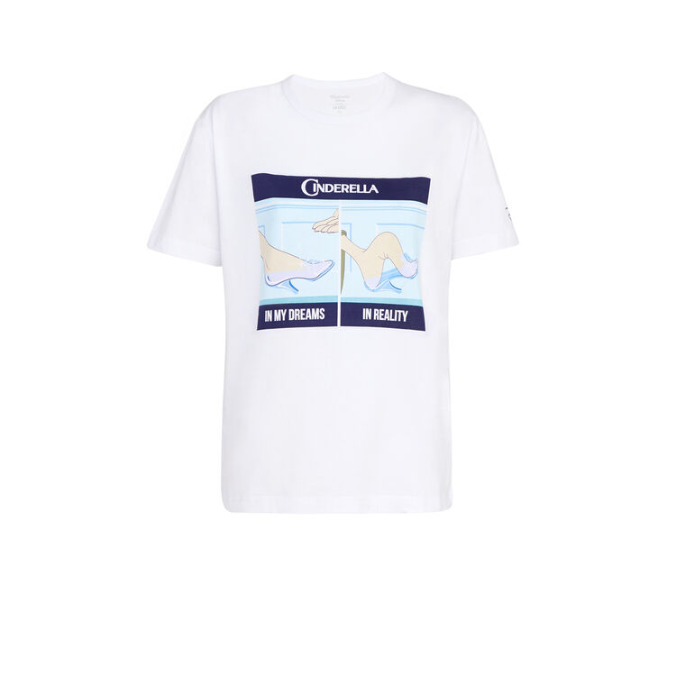 Short-sleeved, cinderella print top white.