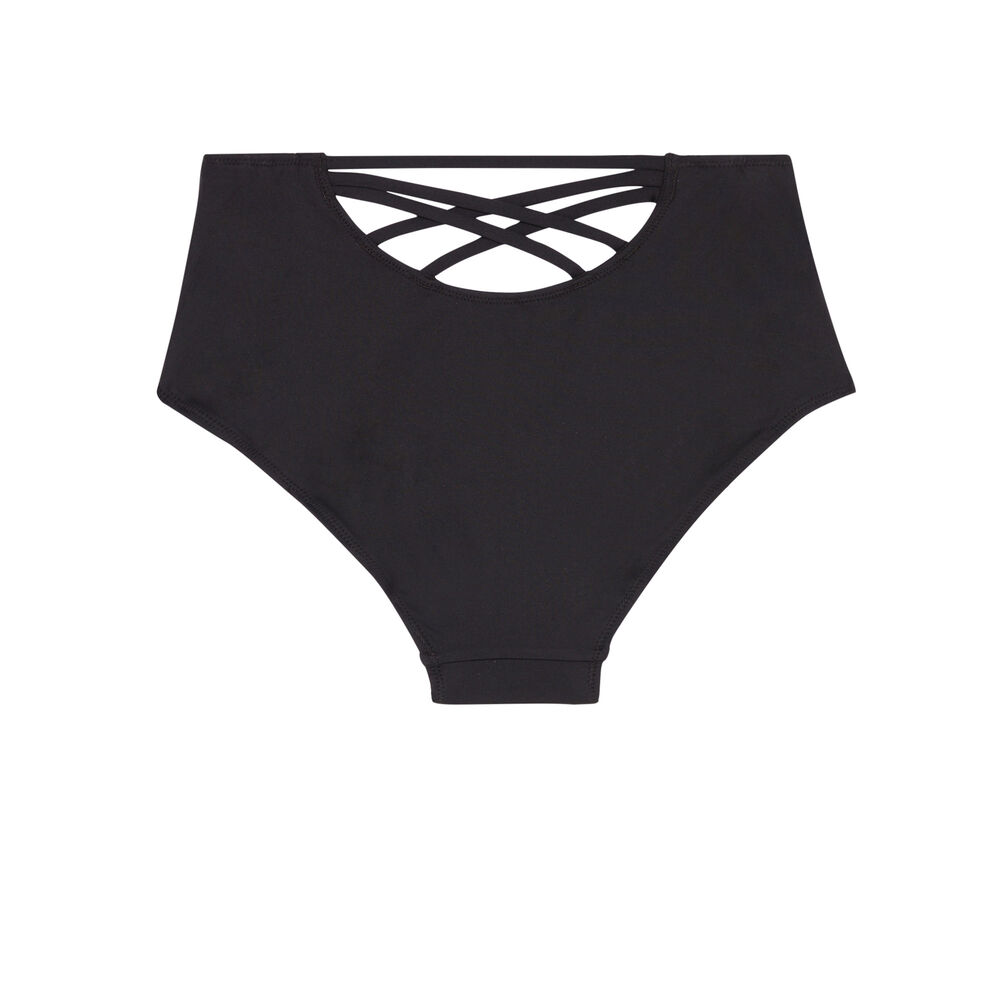 High-waisted bikini briefs - black black.