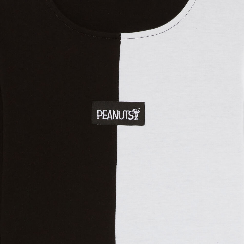 Two-tone long-sleeved snoopy top - white white.