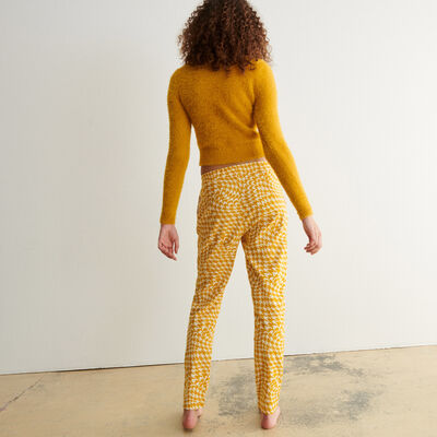 straight 70s print pants - ochre yellow;