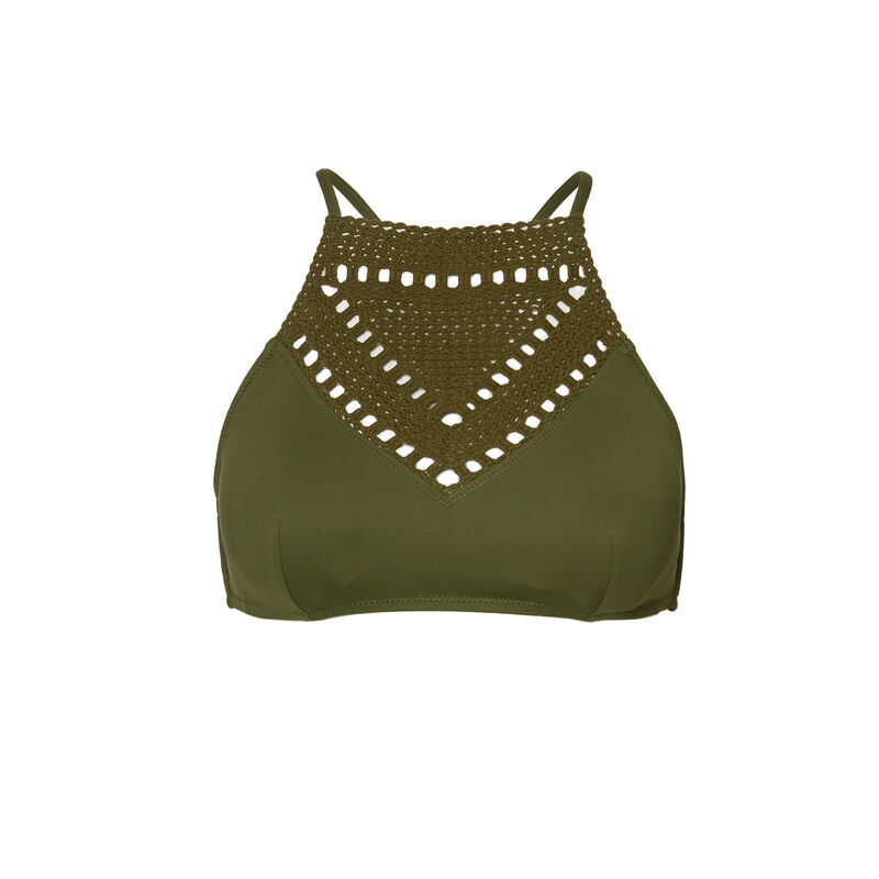 Embroidery-style bikini top - khaki Embroidery-style bikini top - khaki;