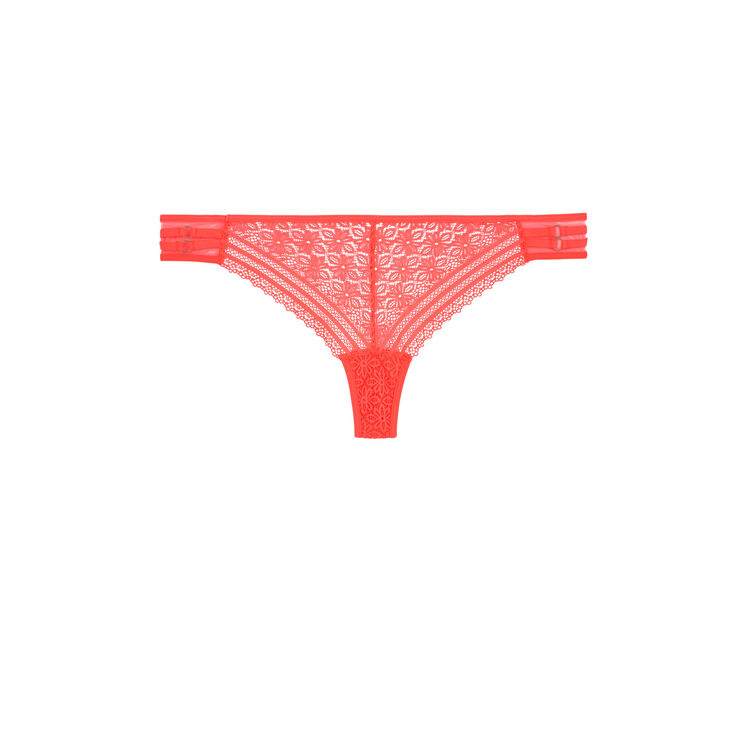 String aus spitze mit schmuckdetail korallenrot.