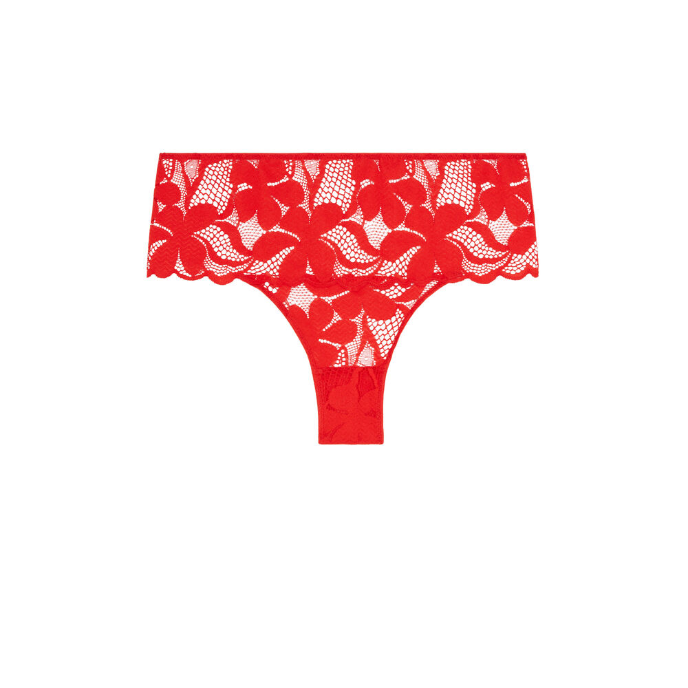 Lace high-waisted briefs - red red.