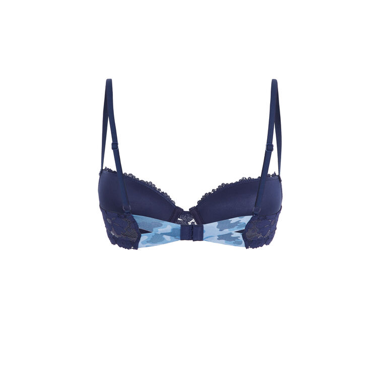 Coloramadiz camo detail figure-enhancing lace bra navy blue.