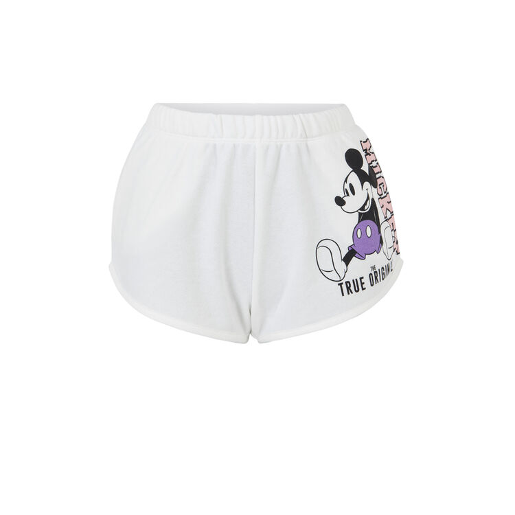 Mickeymousiz mickey print fleece shorts off-white.