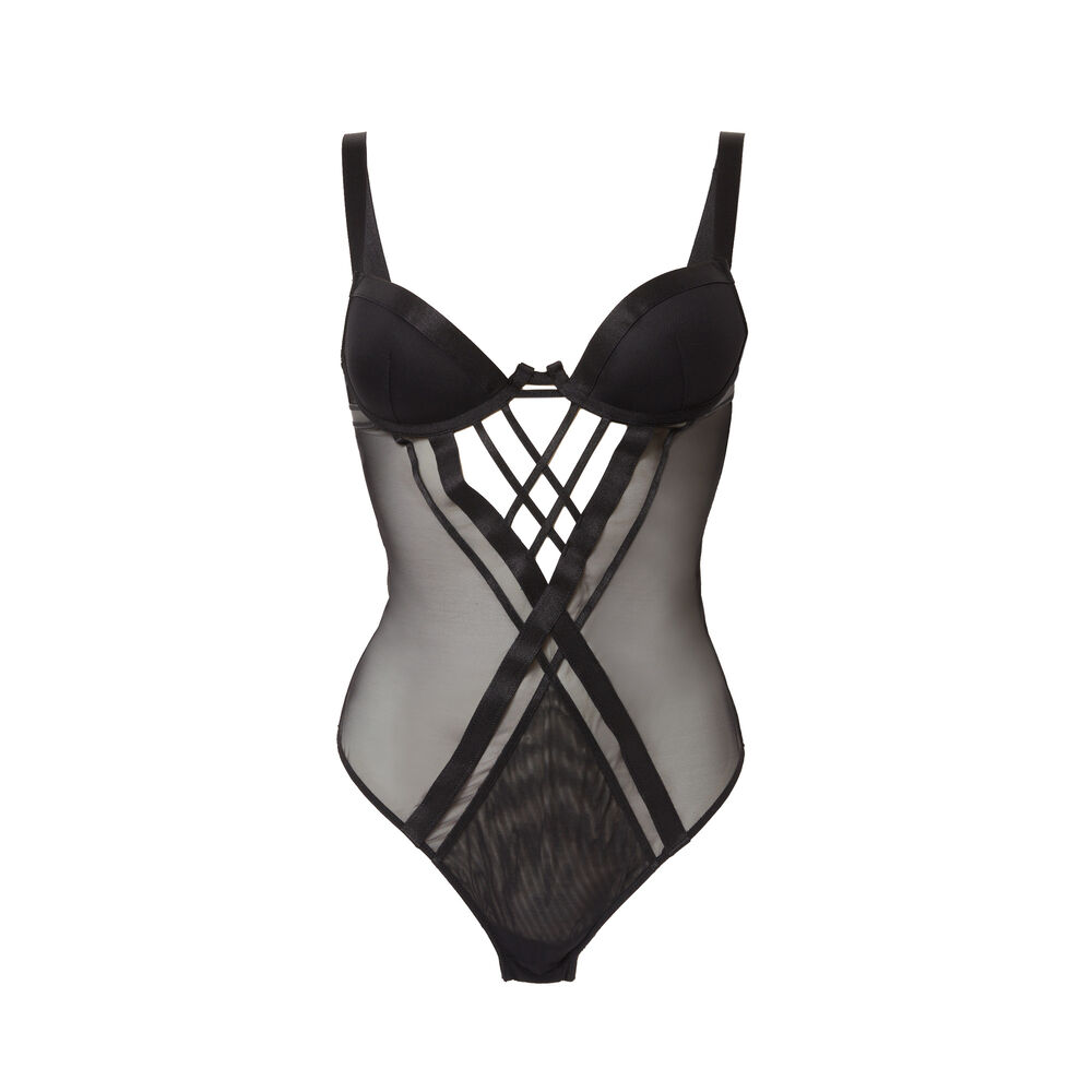 Aya x undiz link detail bodysuit - black black.