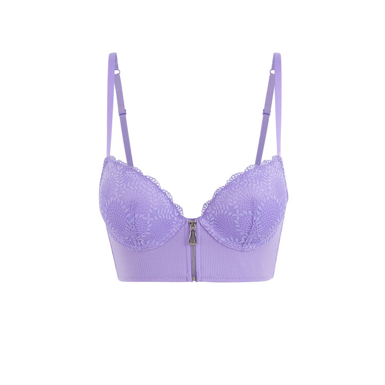 Microribiz micro/lace push-up bustier bra lavender.