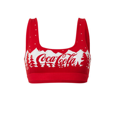 bralette without underwiring with Coca-Cola print - red;