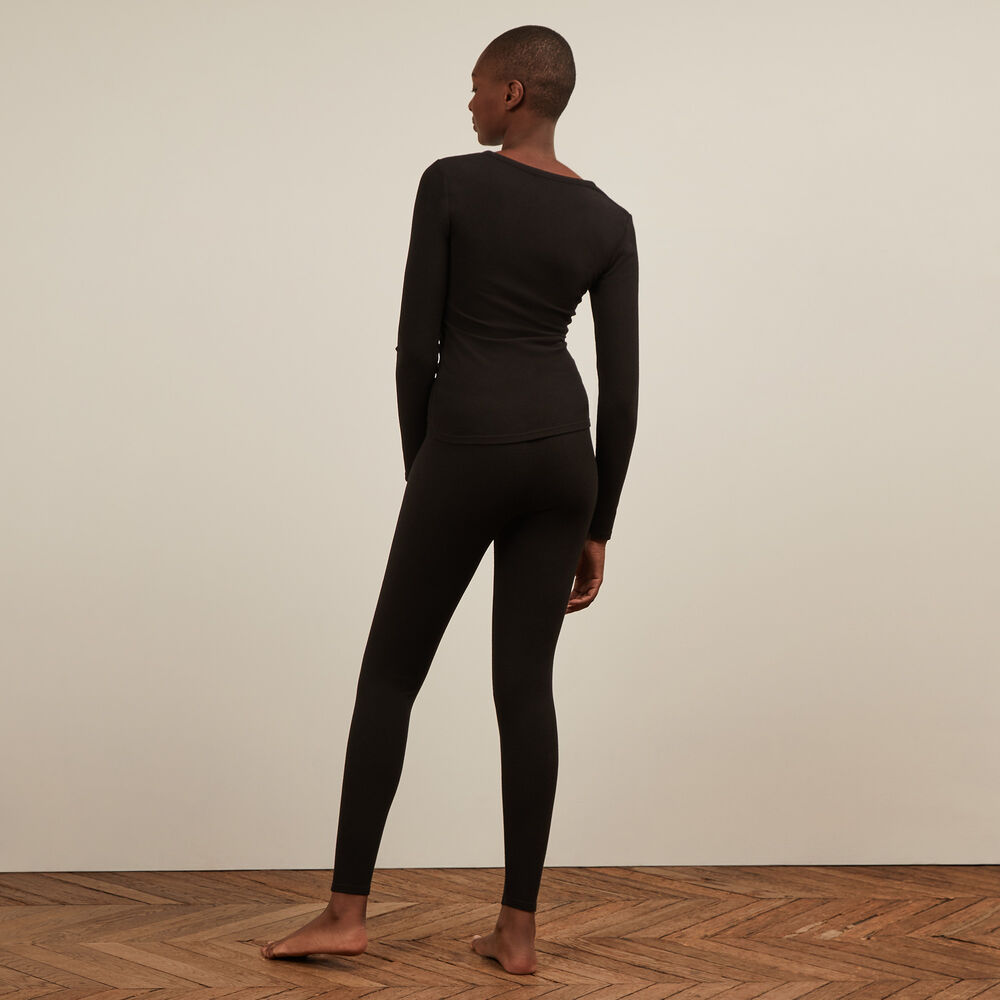 Plain leggings - black black.