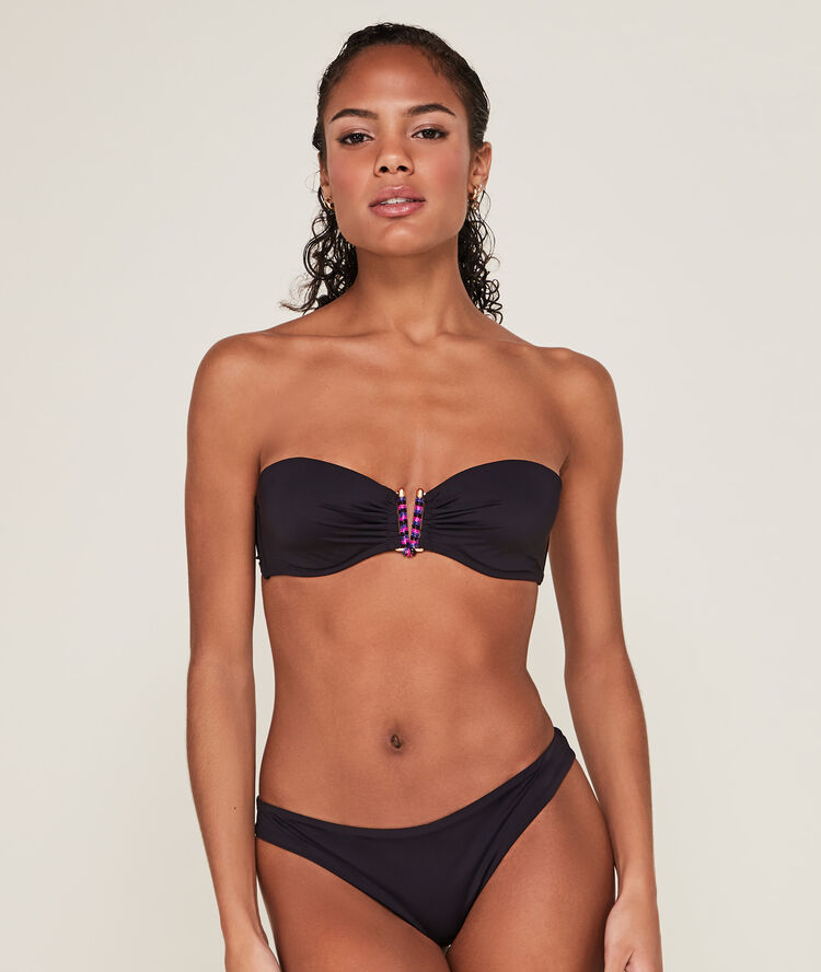 Pixpearliz bandeau swimsuit top black.
