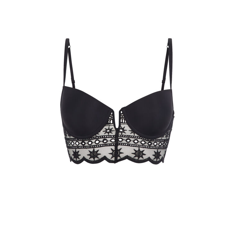 Tocrobrodiz black push-up bustier bra black.