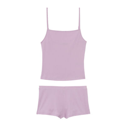 gładka piżama dwuczęściowa — kolor liliowy;
