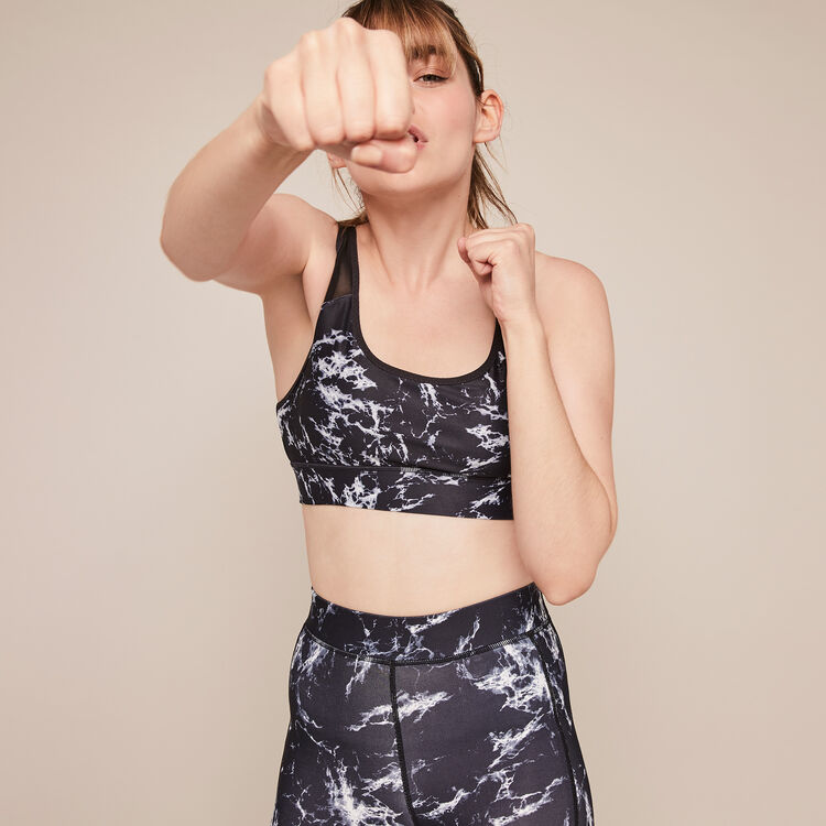 Supermarbliz marble print sports bra black.