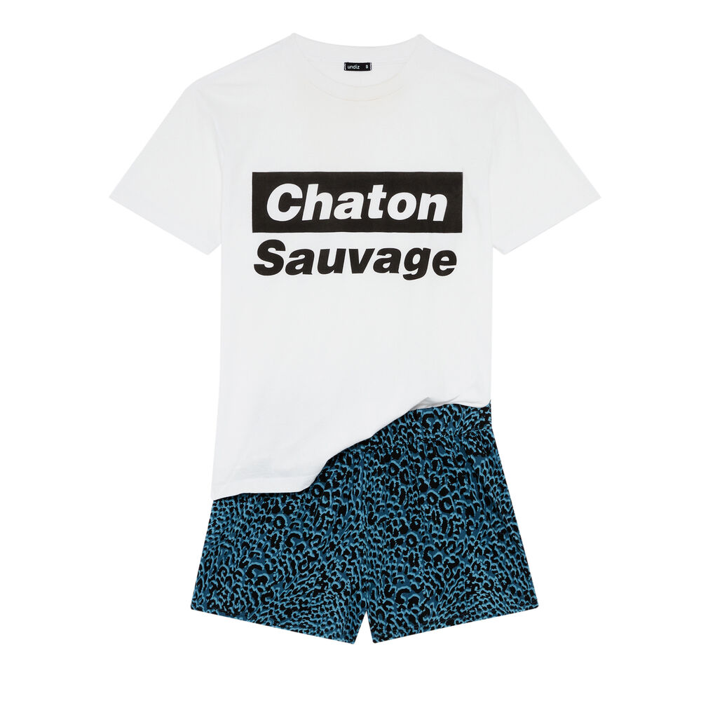 Chaton sauvage short-sleeved pyjama set - white white.