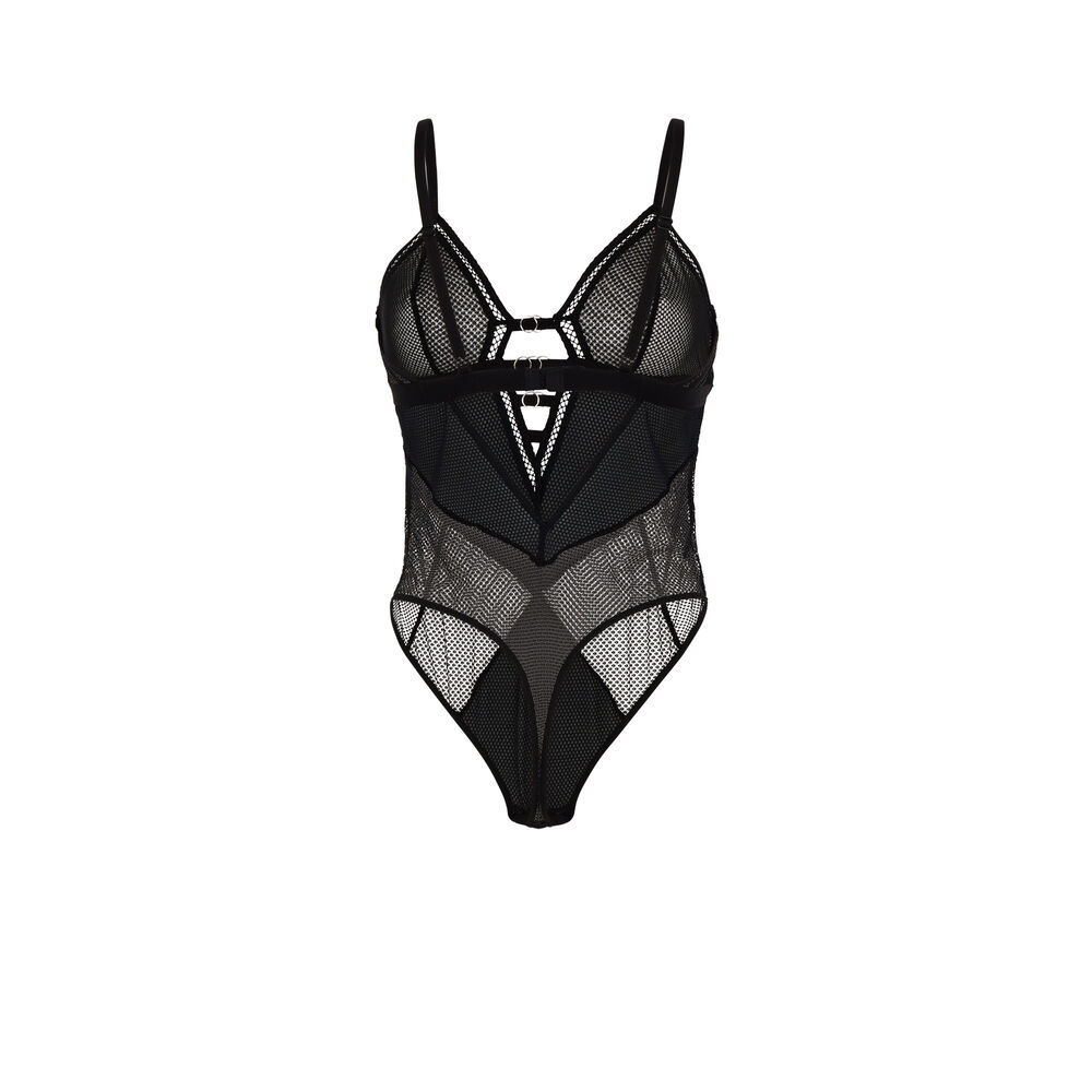 Non-underwired mesh bodysuit - black black.