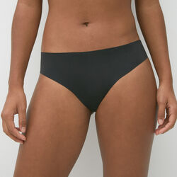 microfibre and graphic lace knickers - black