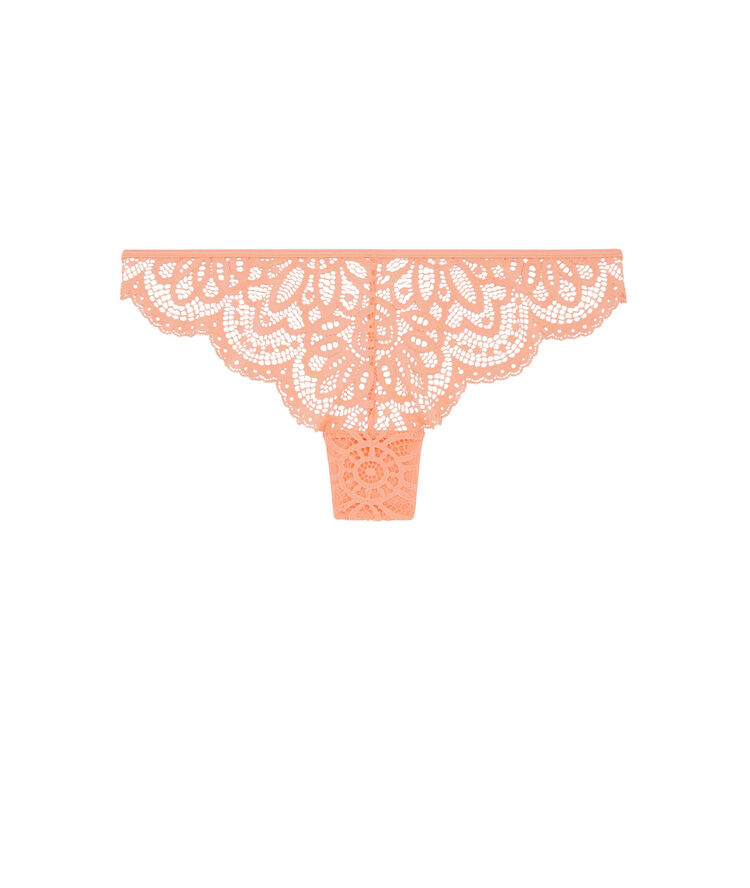 Lace tanga briefs with jewellery detail - powder pink.