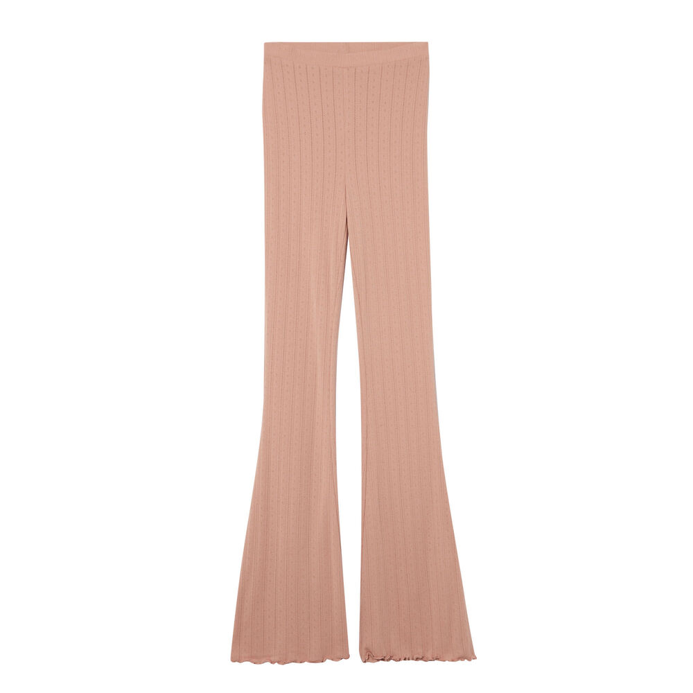 Pointelle knit flared trousers - beige beige.