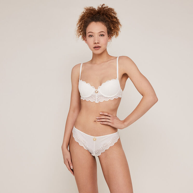 Bustier push-up bra with jewellery details - cream Bustier push-up bra with jewellery details - cream;