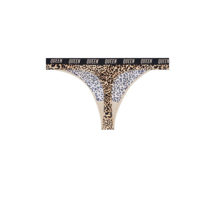 Wildcatiz micro leopard print thong beige.