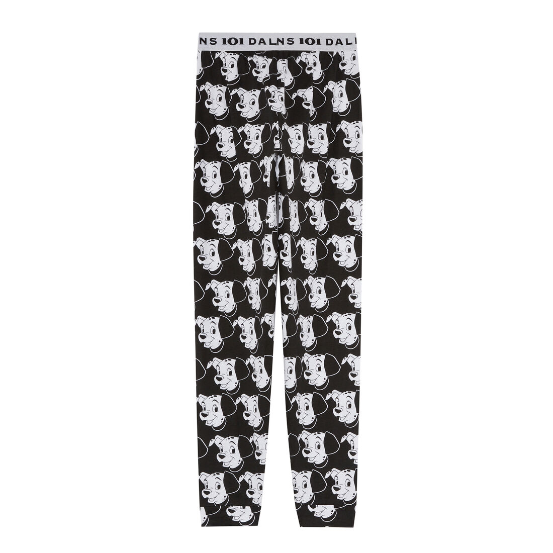 Trousers with 101 Dalmatians pattern - black;