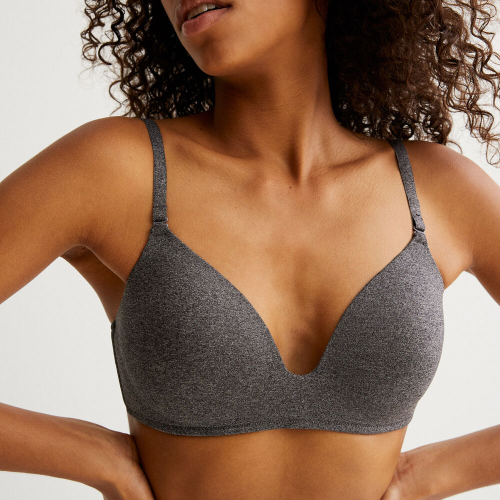 Micro padded bra mottled grey.