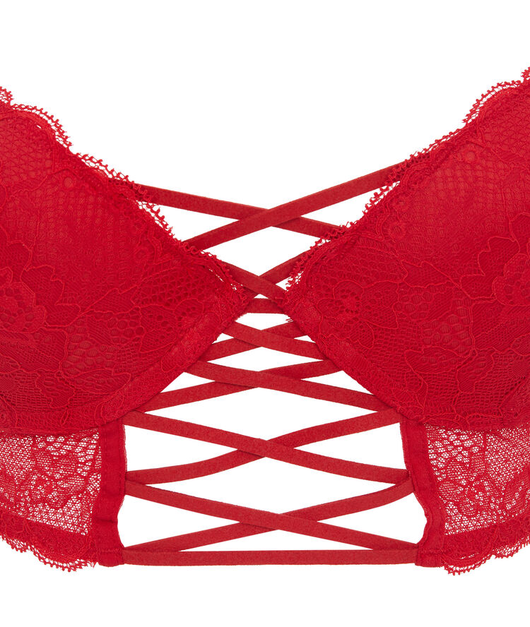 Flirtiz lace push-up bustier bra red.