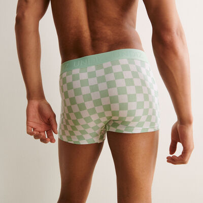 check pattern boxers - aqua green;