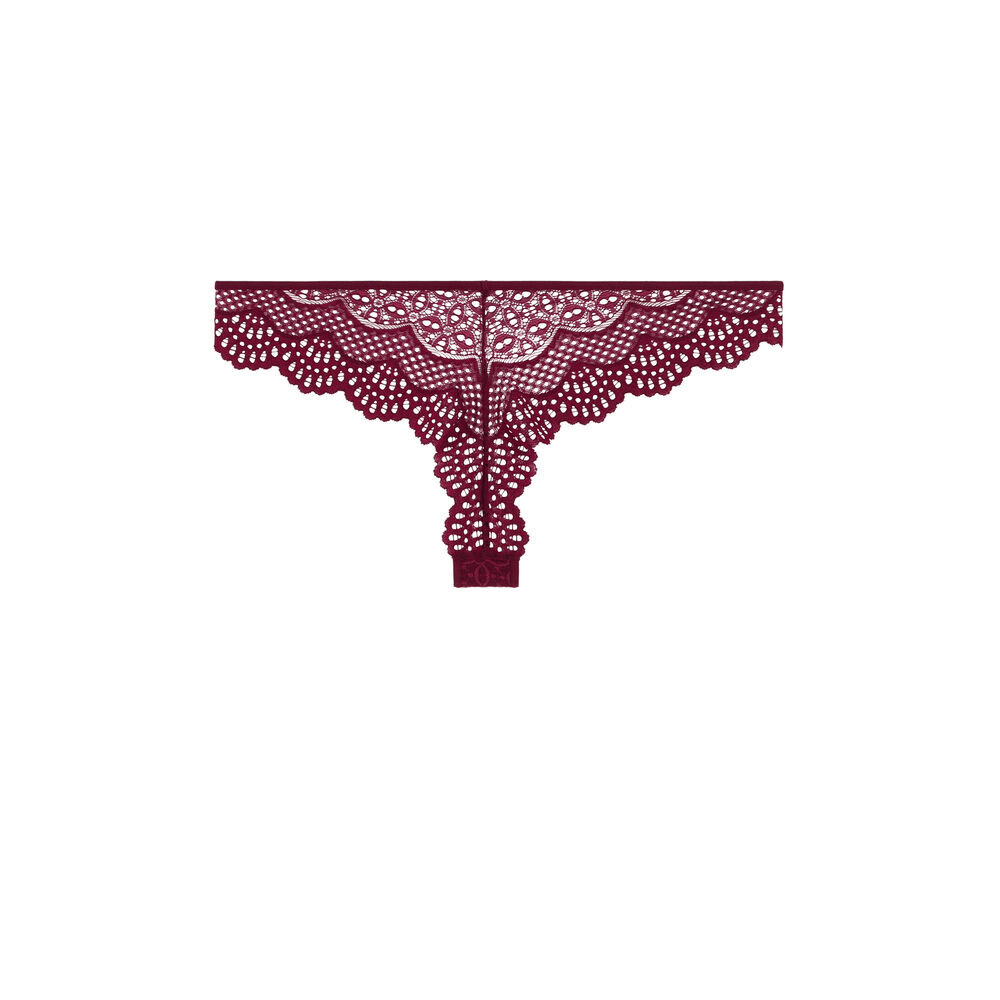 Plain lace tanga briefs - red red.
