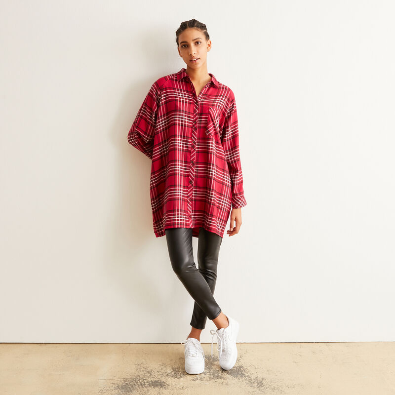 Checked tunic - burgundy Checked tunic - burgundy;