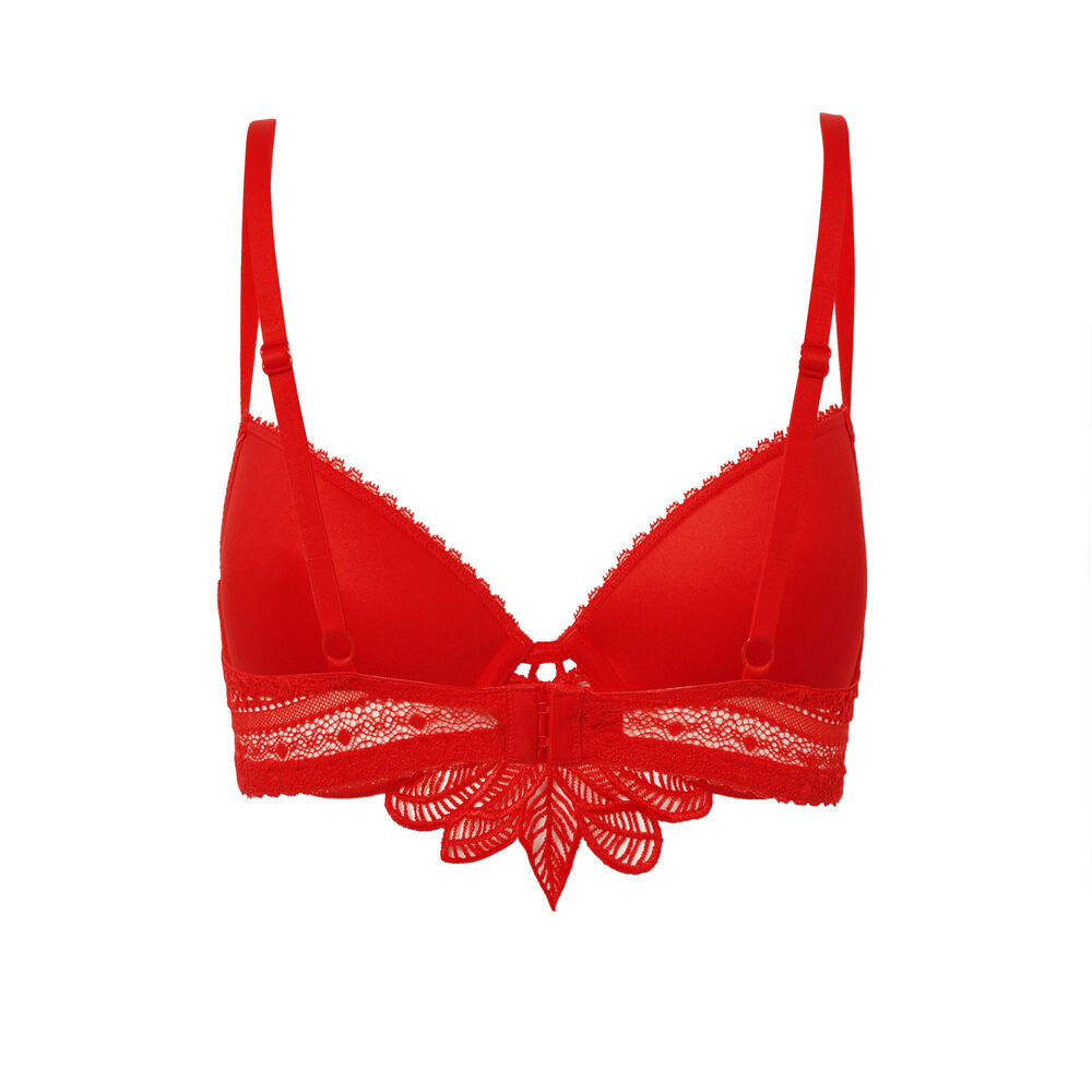 Floral lace push-up bra - red red.