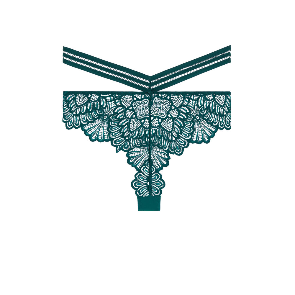 Lace insert tanga briefs - green green.