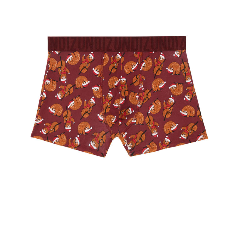 boxer imprimé paresseux noël - rouge boxer imprimé paresseux noël - rouge ;