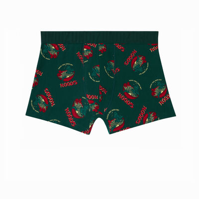 noodle print boxers - fir green;