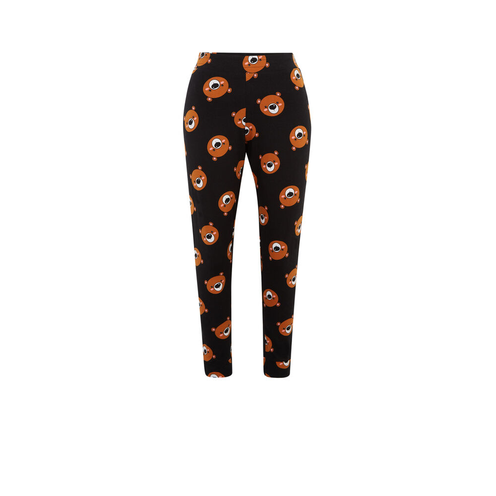 Legginsy z niedźwiadkiem z napisem cuteness - kolor czarny czarny.
