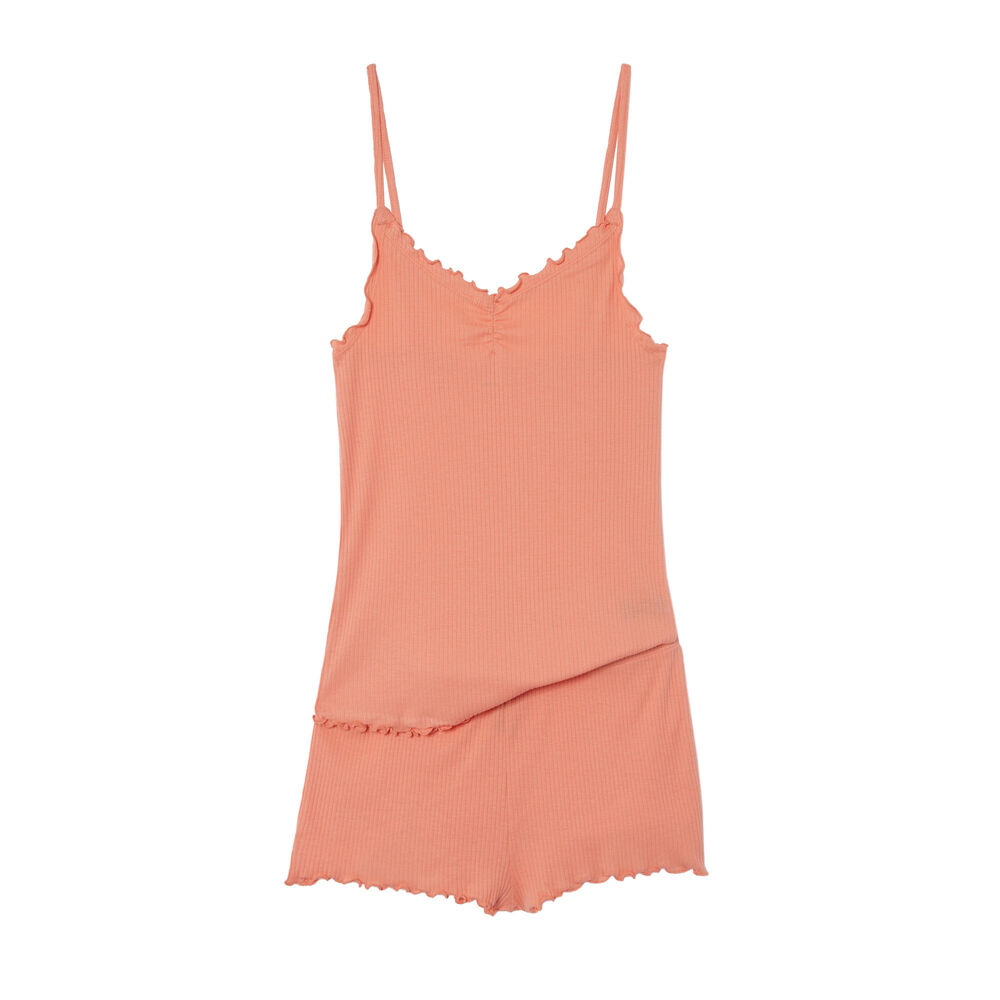 Shorts and vest top pyjama set - coral coral.