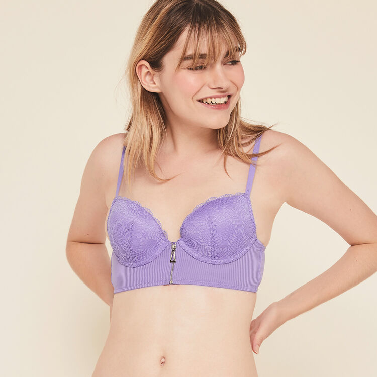 Microribiz micro/lace push-up bustier bra lavender.