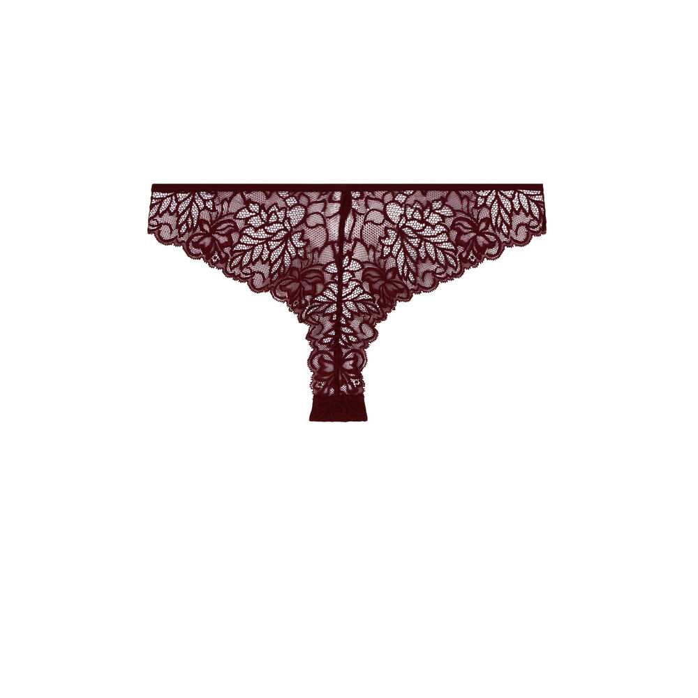Brazyliany tanga z koronki - bordowe bordowy.