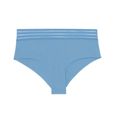 microfibre and graphic lace shorty - blue;