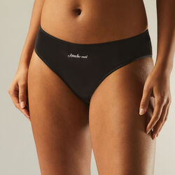 shiny microfibre panties with embroidery and long satin band