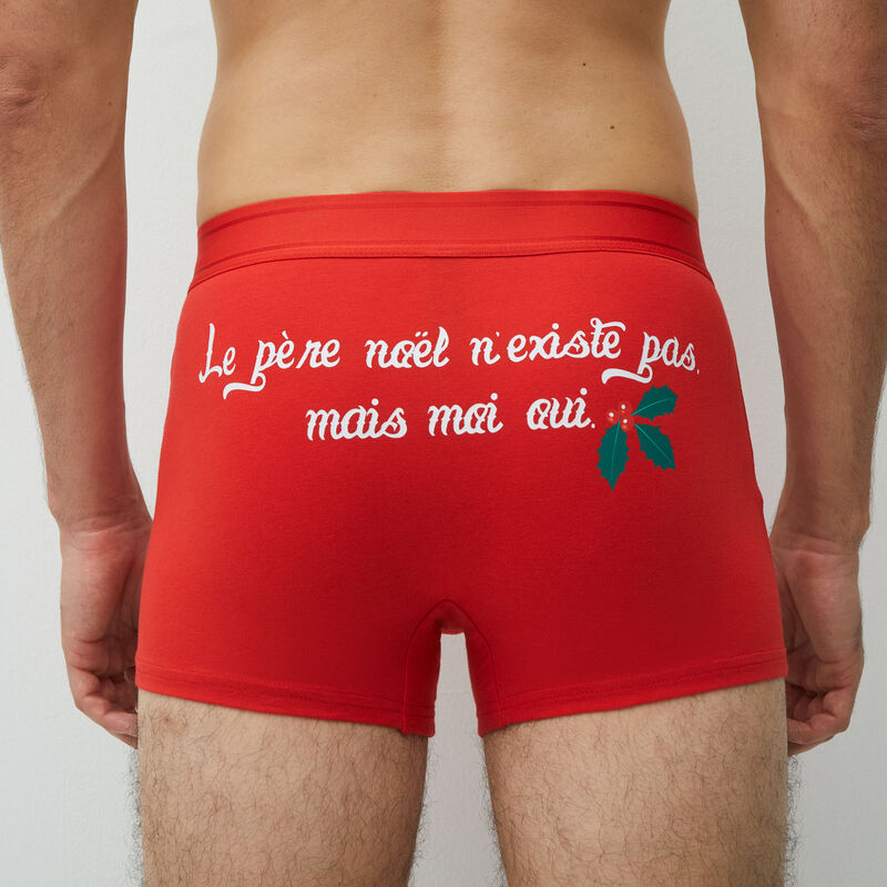 Boxers with "le père noël n'existe pas, mais moi oui" slogan;