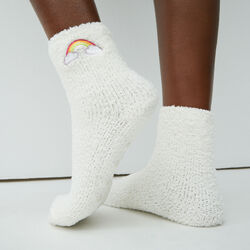 fluffy printed rainbow socks