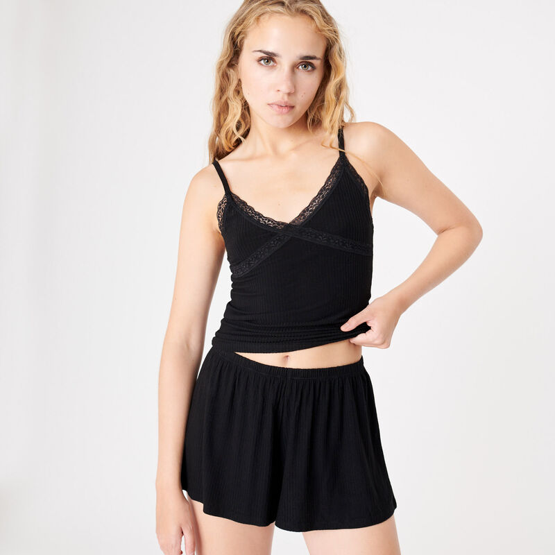 soft knit top with straps;