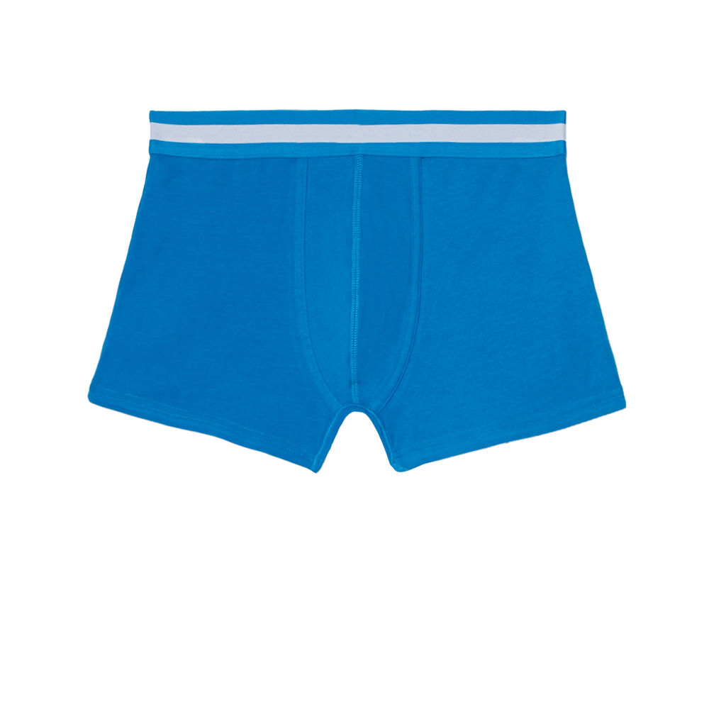 Plain cotton boxers - blue blue.