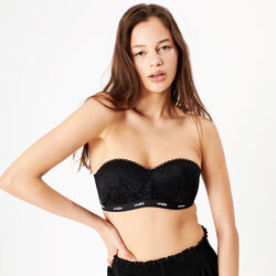 lace non-wired padded bandeau - black