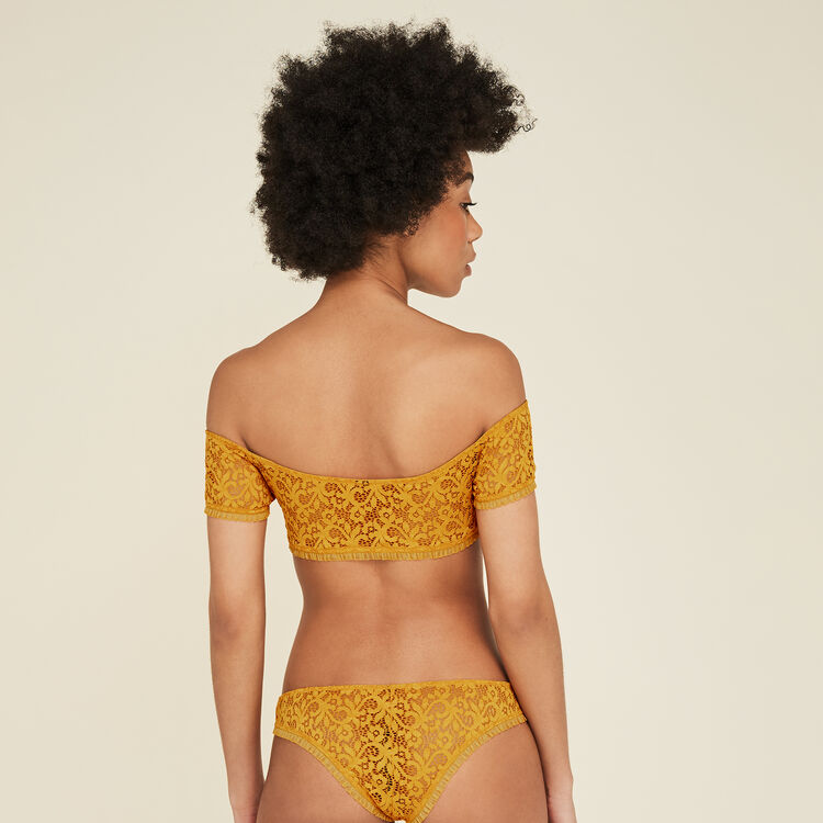 Dorothiz ochre-coloured bandeau bra yellow.