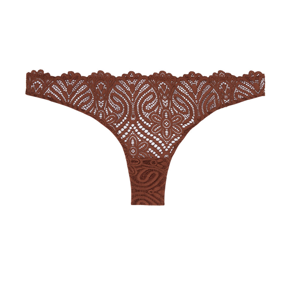 Tanga briefs with tie detail - brown brown.