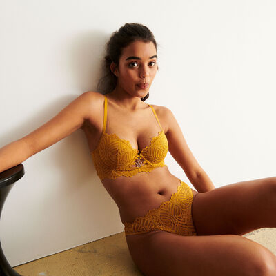 thong with tie detail - ochre yellow;